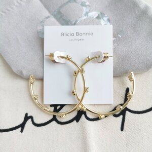 Alicia Bonnie Hoop Earrings - Isabella Hearts - Clear Zirconia Gold
